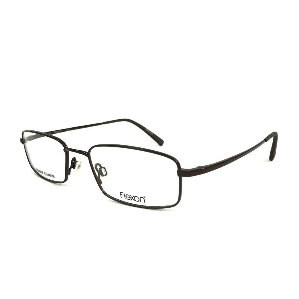 Flexon Eyeglasses Frames EINSTEIN 600 210 Brown Rectangle Full Rim 52-18-140